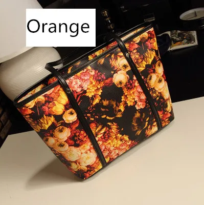 orange Женские брендовые сумки, пляжные сумки с цветочным принтом, картина маслом, сумка на плечо, Современная Большая Сумка-тоут - Цвет: orange