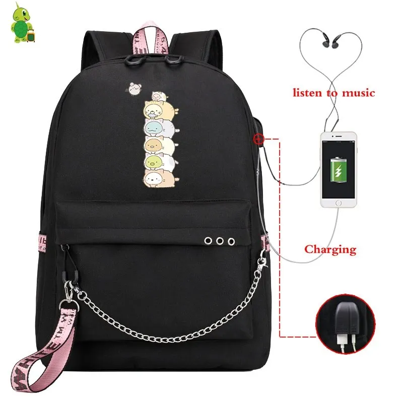 Mochila Sumikko, рюкзак, милые школьные сумки для девочек-подростков, Usb зарядка, рюкзак для ноутбука, женские рюкзаки, корейский рюкзак для путешествий - Цвет: 22