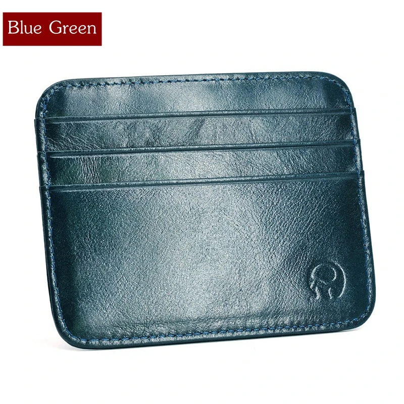 Blue Green Модный чехол для банковских карт из натуральной кожи, тонкий мини карточный кошелек для мужчин, Бизнес ID, кредитный держатель для карт, упаковка, карман для наличных денег, дешево, Новинка - Цвет: Blue Green