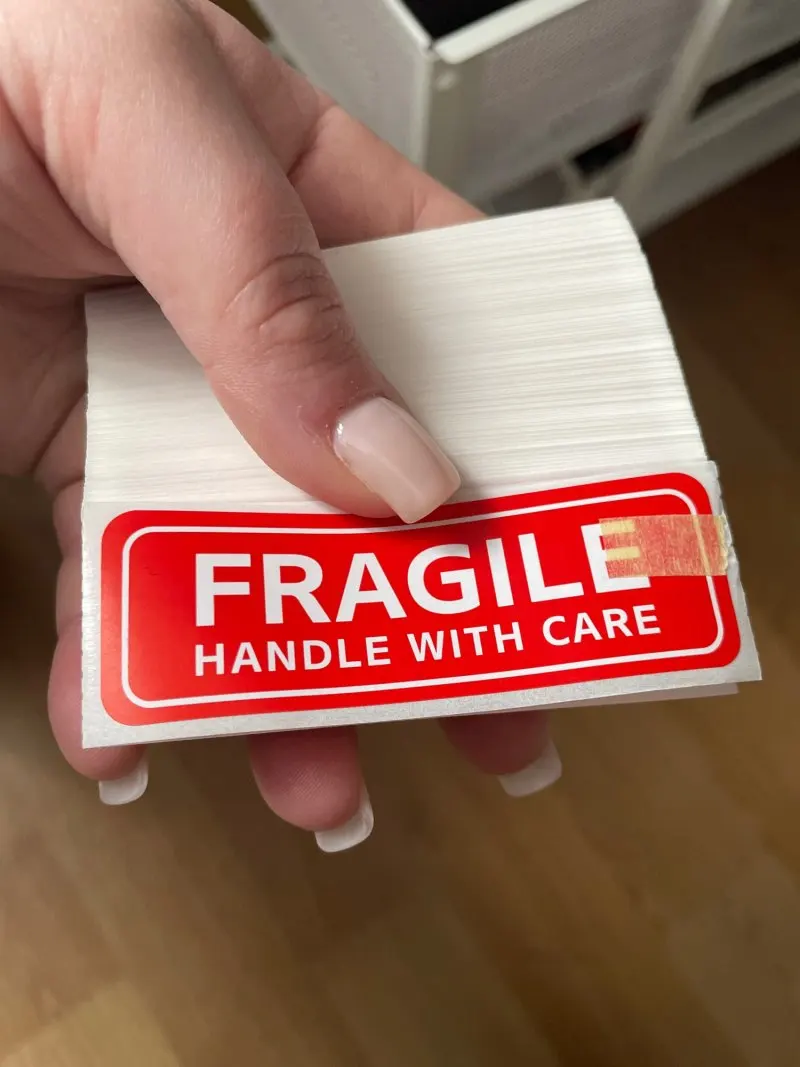 100/200Pcs Fragile Label Stickers Handle with Care Thank You Warning Signs Tags 