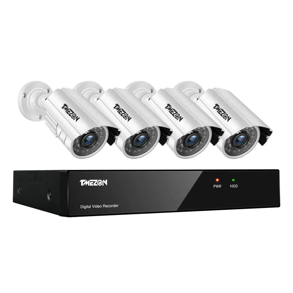 

Tmezon 4CH AHD DVR 4pcs 2.0MP 1080P Camera Security Surveillance CCTV System Outdoor Waterproof IR Night Vision 1TB 2TB HD Kit