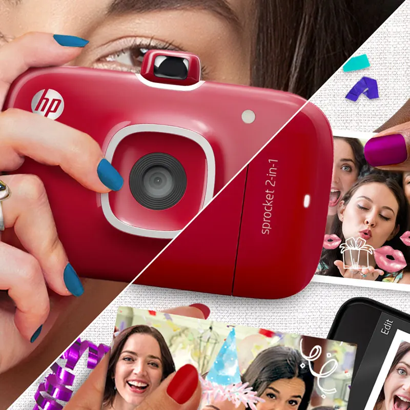 Портативный фотопринтер HP со звездочками 2 в 1 и мгновенной камерой 5*7 6 см (2x3