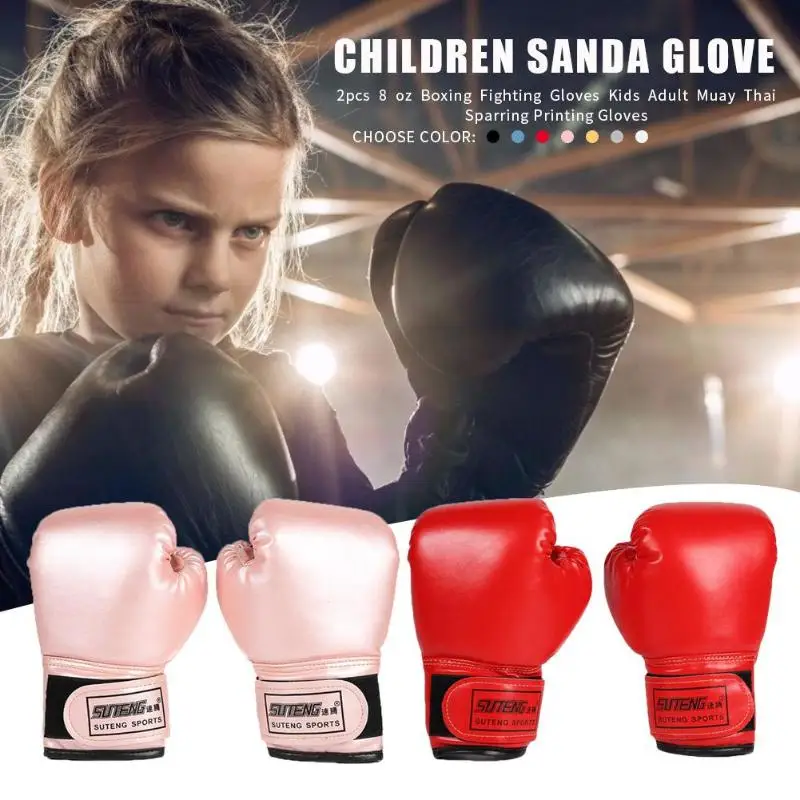 2 шт боксерская тренировка, Бой перчатки кожаные детские спарринг кикбоксинговые перчатки