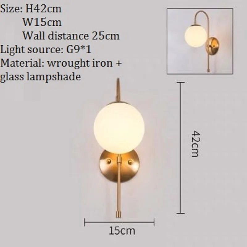 LukLoy Стеклянные Настенные Бра скандинавский минималистичный стеклянный настенный светильник для гостиной стеклянный, для спальни прикроватный настенный светильник Глобус Светильники