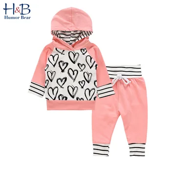 

Humor Bear 2020 Spring& Autumn Children'S Baby Girls Clothing European& American Stripes Hoodie Love Suit Toddler Kids Clothes