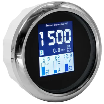 

85mm Gauge 4 in 1 Multi-functional Gauge Meter Digital Tachometer 9-32V Water Temperature Oil Pressure 0~10Bar With Alarm TFT