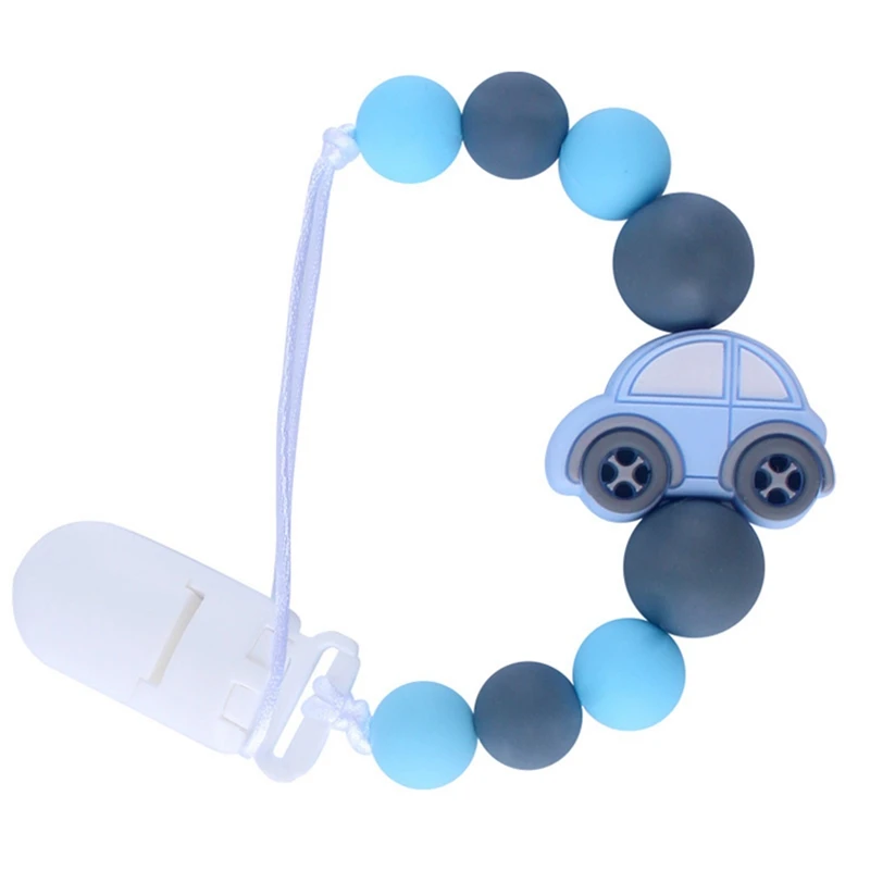 Силиконовый Прорезыватель автомобиль анти-потеря цепи Детские моляры силиконовая соска с бусами клип цепи Детские аксессуары