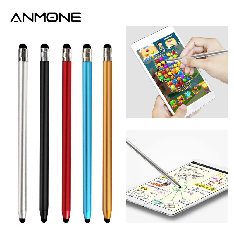 

Colorful Round Dual Tips Capacitive Touch Screen Pen Dual Heads Ends Metal Stylus Pen for Mobile Phone Tablet Drawing Pen