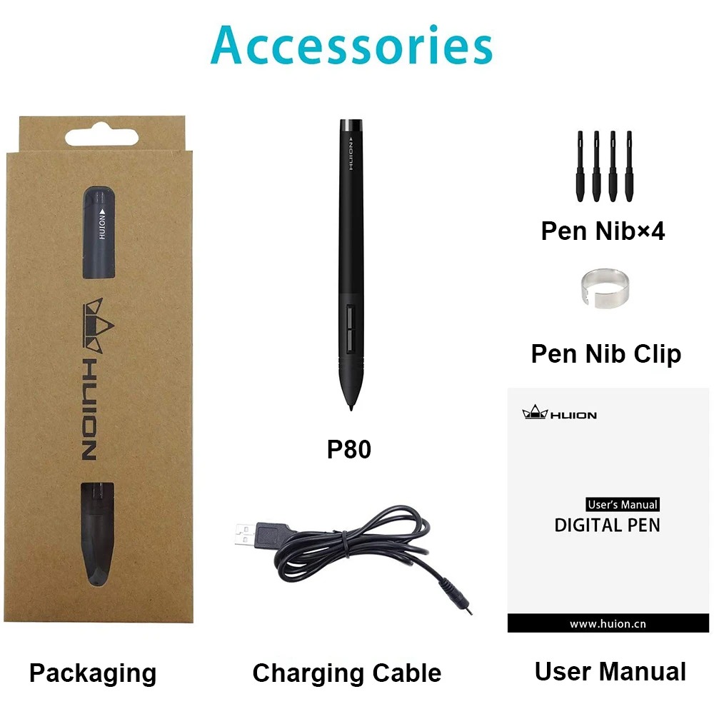 Huion P80 Перезарядка USB беспроводная цифровая ручка для Huion 420/Новинка 1060 Plus/WH1409 графический планшет для рисования планшет ручка планшеты