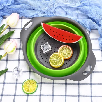 

2Pcs/Set New Silicone Collapsible Silicone Colander Fruit Vegetable Strainer Kitchen Tool