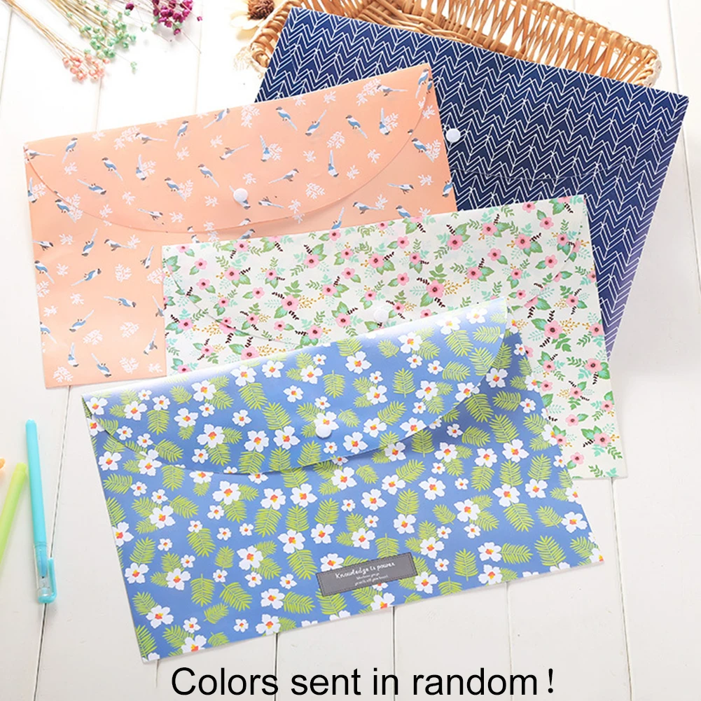 Random Color 1pc Школьный расширяющийся портативный офисный файл сумка Папка легкий документ цветочный Органайзер - Цвет: Random Color 1pc