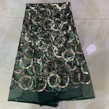 

Best Quality African Lace Fabric green Lace High Quality Embroidery French Mesh 2019 Nigeria sequins Lace Fabric
