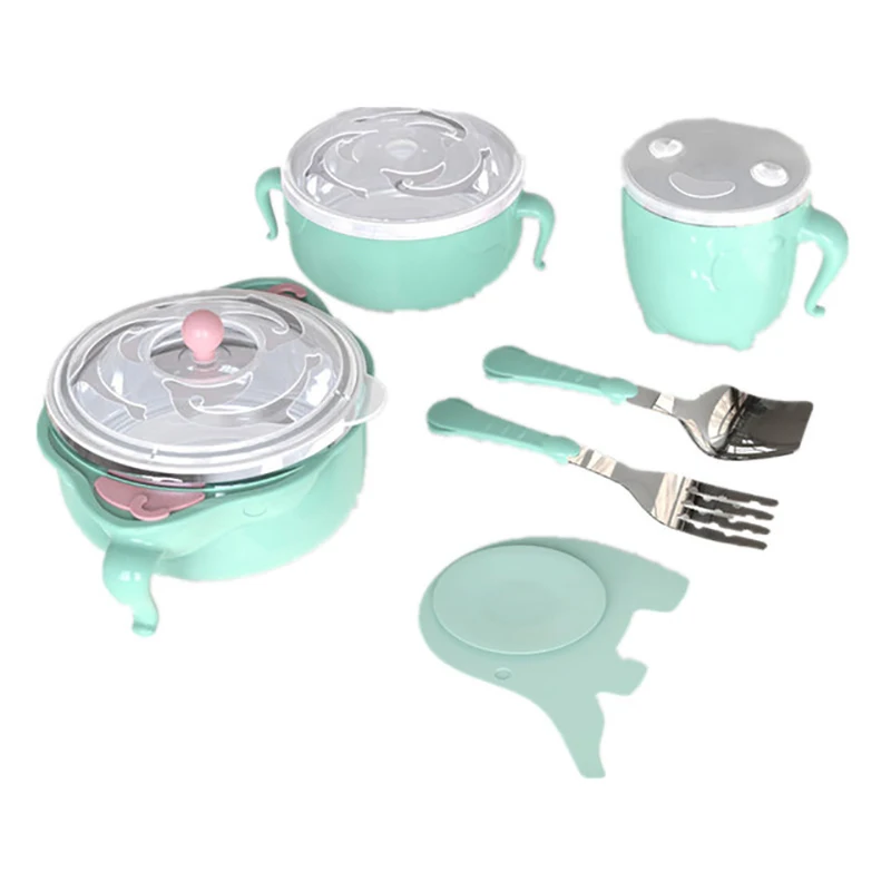 

Baby Cutlery Set Four-Piece Set Six-Piece Set Stainless Steel Environmental Protection Thermos Cup Salad Bowl Baby Cutlery Set