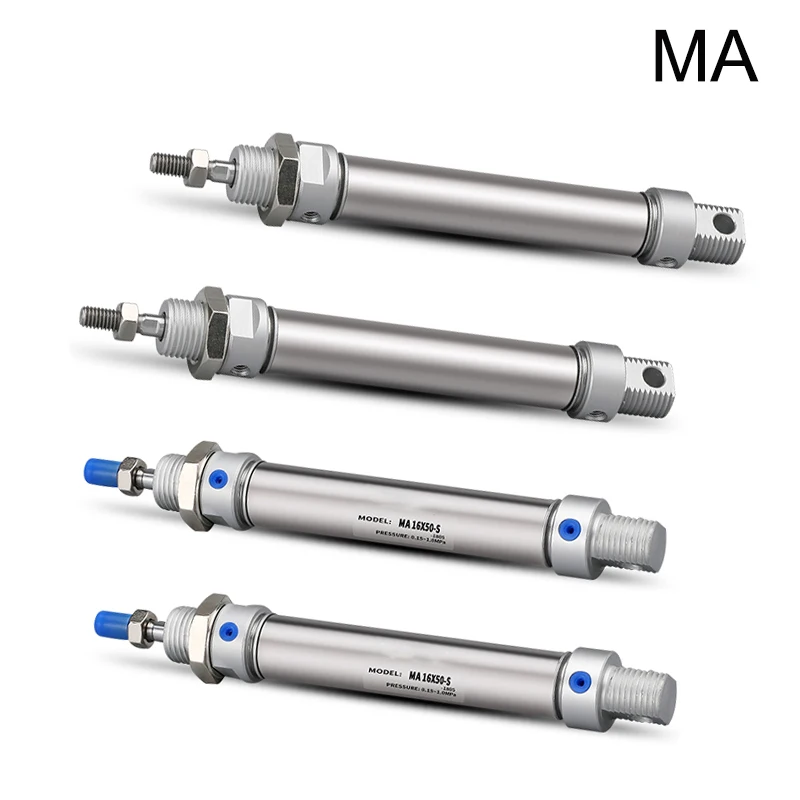 

MA type 16/20/25/32/40 mm Bore 25/50/75/100/125/150/175/200/250/300 mm stroke pneumatic cylinder