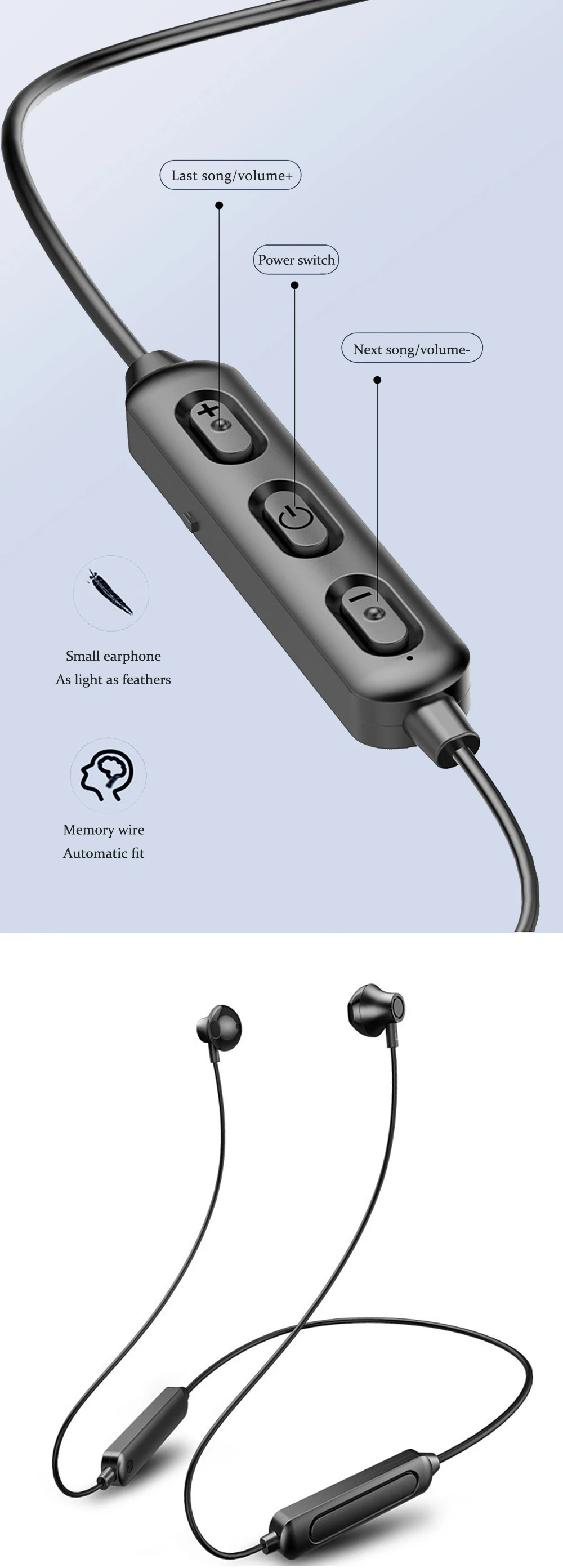 Neck-Style Magnetic Wireless Bluetooth 5.0 Earphones Stereo Sports Headset Handsfree Earbuds Headphones With Mic For All Phones