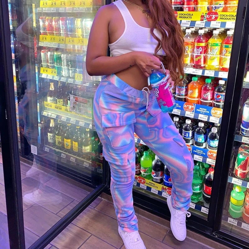 

Sexy Aesthetic High Waist Cargo Pants Women Clothes Stacked Sweatpants Fashion Fall Skinny Bottom Trousers Streetwear