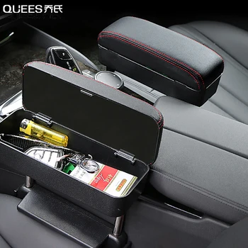 

QUEES Car Seat Armrest Box Multifunctional Retractable Storage Box Seat Gap Armrest Case Non-rechargeable Car Assessoires