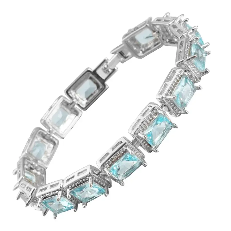 Высокое качество звено Браслет AAA кубический цирконий CZ свадебные украшения Белое Золото Заполненные цепи браслеты для женщин Прямая поставка