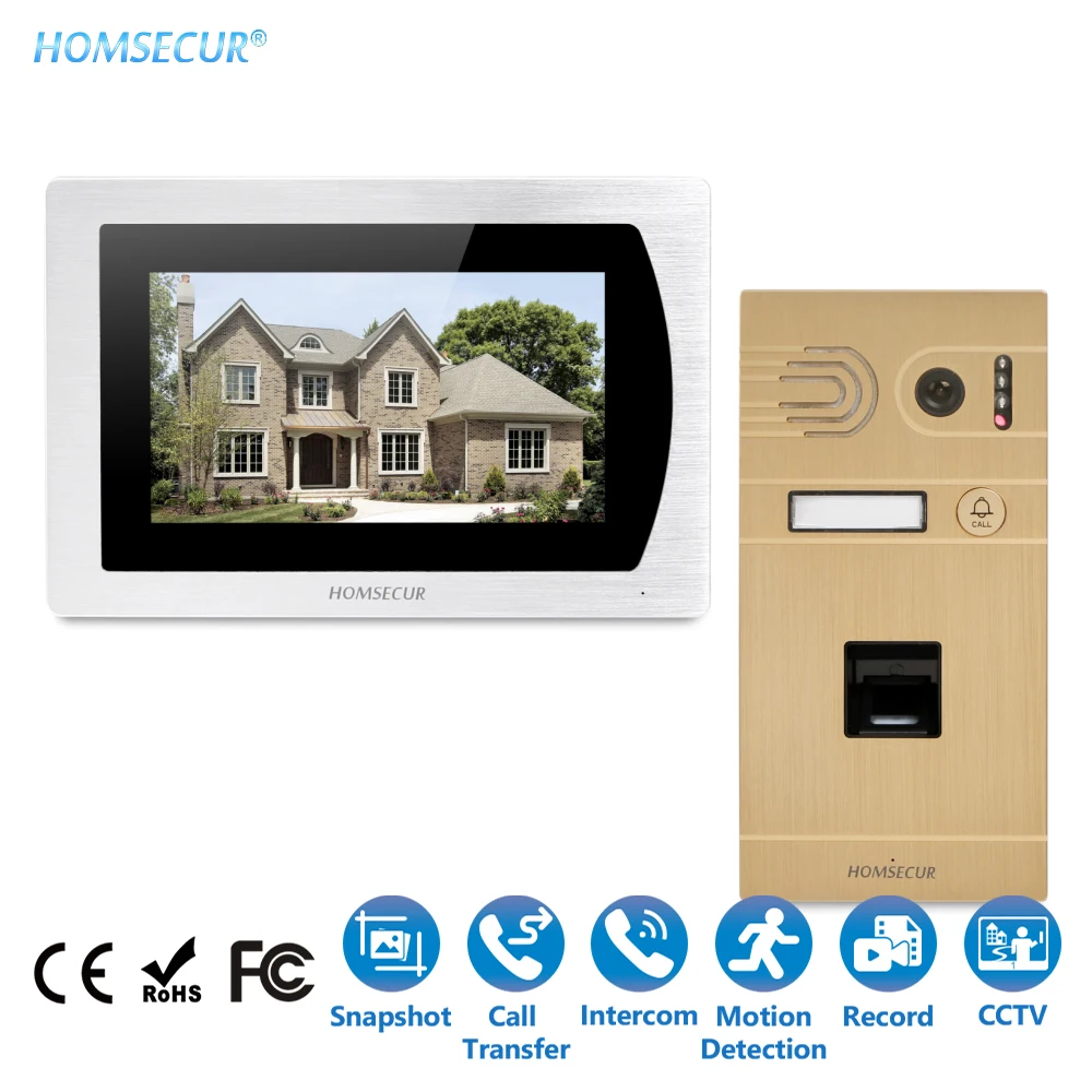 

EU Delivery HOMSECUR 7" Wired Video Door Phone Intercom System with Aluminium Alloy Camera BC061-G+BM717-S