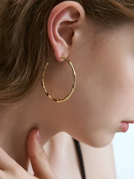 

Timeless Wonder Brass XL Bamboo CC Open Drop Earrings Women Jewelry Punk Gothic Designer Boho Ins Top Statement Hip Hop 1332