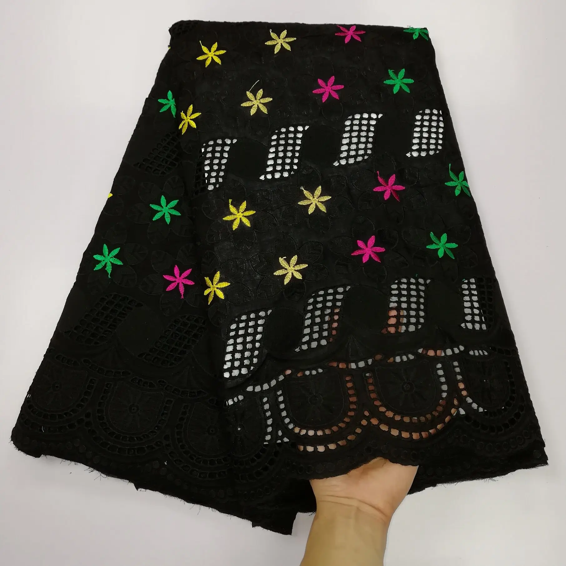 Хлопок нигерийская кружевная ткань высокого качества Африканское сухое кружево швейцарская вуаль кружевная ткань для женского платья