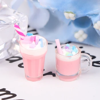 

New 1:12 Dollhouse Miniature Scene Model Drink Pretend Play Simulation Strawberry Milkshake Doll House Accessories Kids Toy