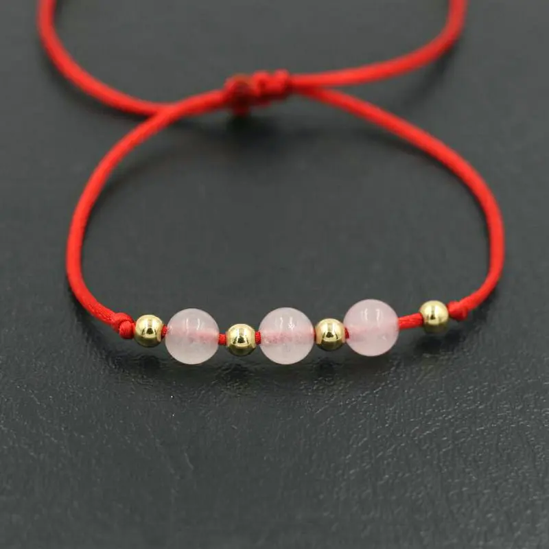 BPPCCR золото Цвет Медь бусины 6 мм розовый Кварцевый камень тонкая красная