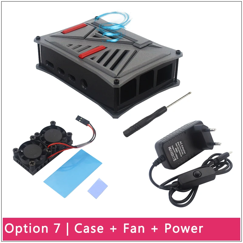 Option 7 Новейший Raspberry Pi 4 Модель B ABS чехол серебристо-серый пластиковый корпус коробка | супер двойной вентилятор охлаждения для Raspberry Pi 4 - Цвет: Option 7