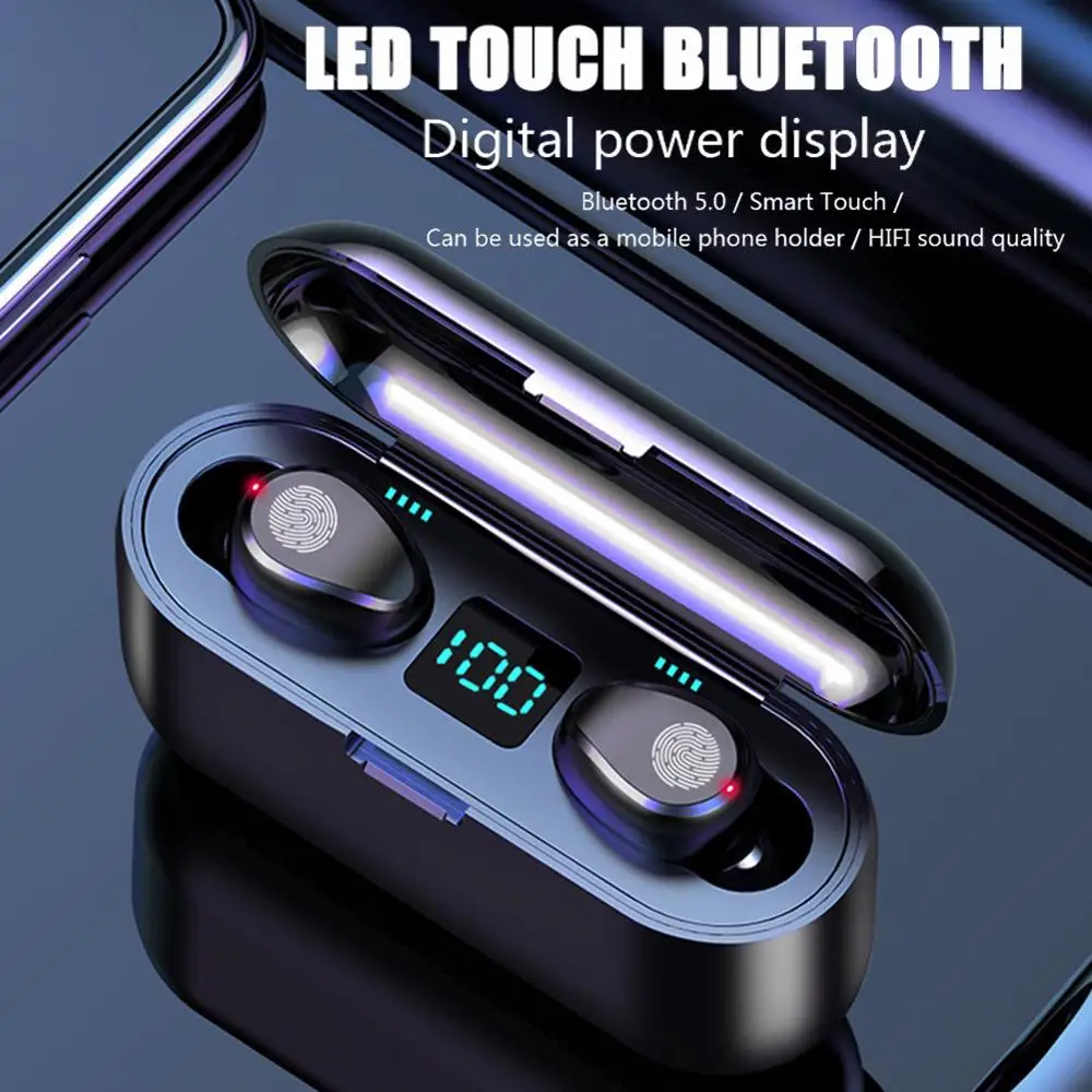 

Mini TWS Stereo Earphones Bluetooth 5.0 Earset Headset Wireless LED Display Earphone with charging box IPX7 Sport Earbuds Gaming
