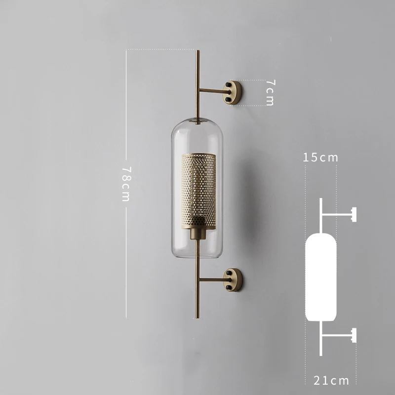 Скандинавский Лофт светодиодный настенный светильник современный стеклянный абажур бра настенный светильник золотистые железные кухонные Настенные Бра Лампа для гостиной декоративные светильники - Цвет абажура: B Gold 15CM
