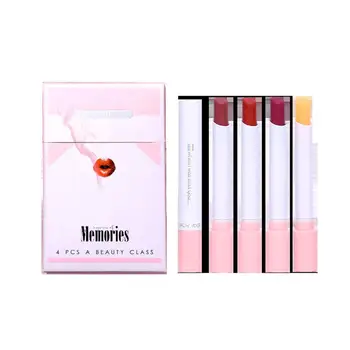 

Cigarette Lipstick 4pcs Blue Pink Makeup Set Beans Soft Red Matte Long Orange Lasing Cream Cherry Waterproof Lipstick Q9B7