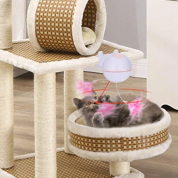

Top-Cat Toy 2 in 1 Automatic Rotating Pointer Toy and Interactive Feather Toy with Bell for Cat Tree, Electronic Handfree Chase