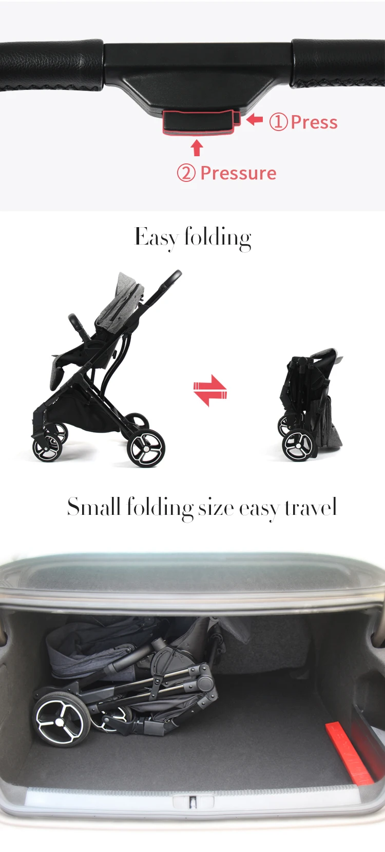 2019 Popular bnoeo Stroller Baby with 300D Oxford fabric Material baby cart