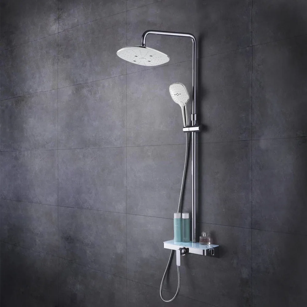 

Hideep Copper Surface Mounted Shower Hot And Cold Faucet Bathroom Wall Hangers Shower Head Set Manufacturers Direct Selling