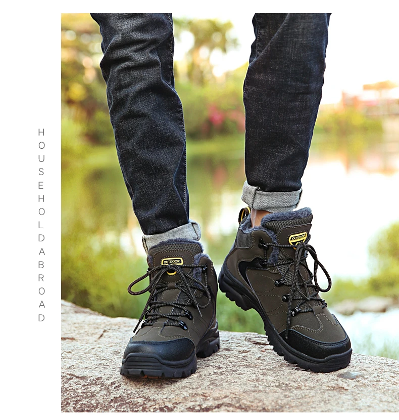 Мужские водонепроницаемые ботильоны; зимние теплые плюшевые зимние ботинки; Мужская Спортивная обувь; Рабочая обувь; резиновые зимние мужские ботинки; размеры 36-47