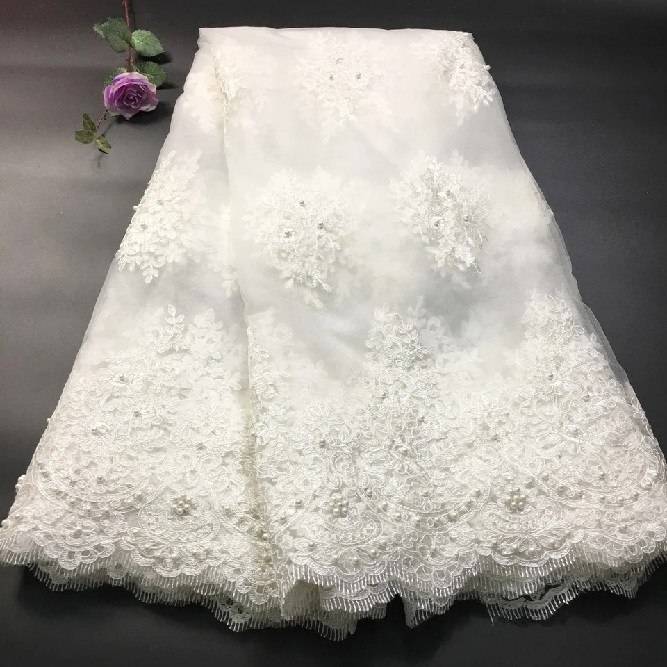 Африканская кружевная ткань 3D ткань для аппликации высокое качество бисером кружевная ткань Африканский французский тюль кружево для свадьбы J1068
