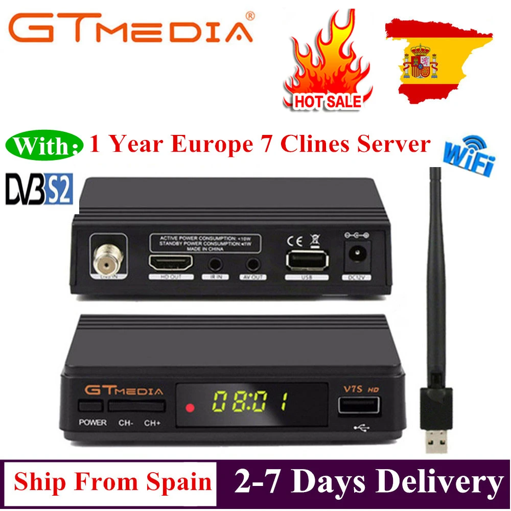 Freesat V7S HD GTMEDIA V7S HD спутниковый ресивер Full 1080P DVB-S2 HD Поддержка 2 года Cccam Cline powervu Ne
