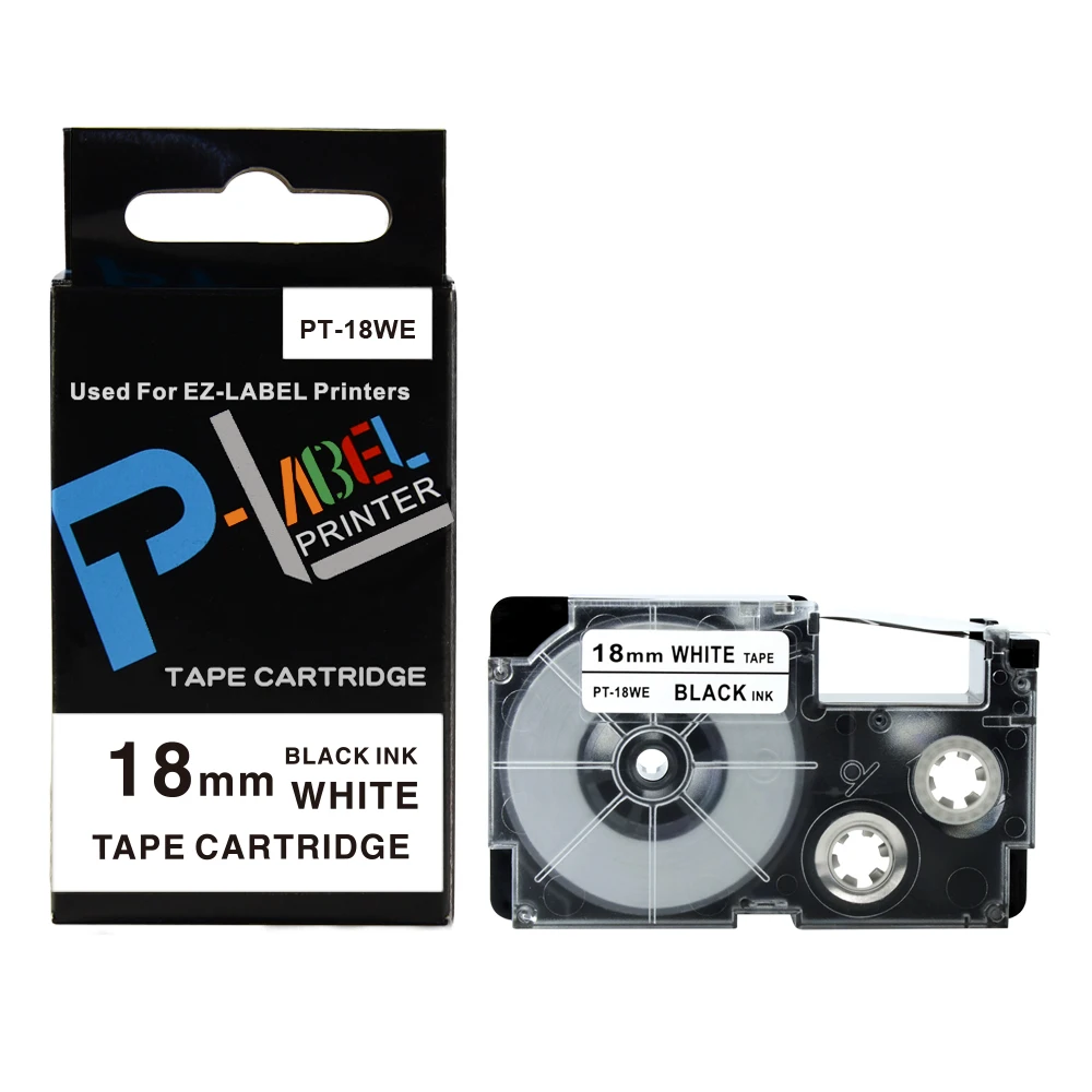 

For Casio Label Printer Tape 10PCS 18mm Black on White EZ-label Tape XR-18WE PT-18WE for Casio EZ Series Label Maker