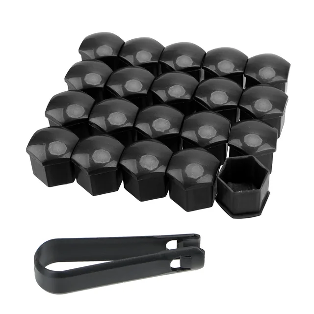 20Pcs 17/19/21mm Car Wheel Nut Caps Protection Covers Caps Anti-Rust Auto Hub Screw Cover Car Tyre Nut Bolt Exterior Decoration Black