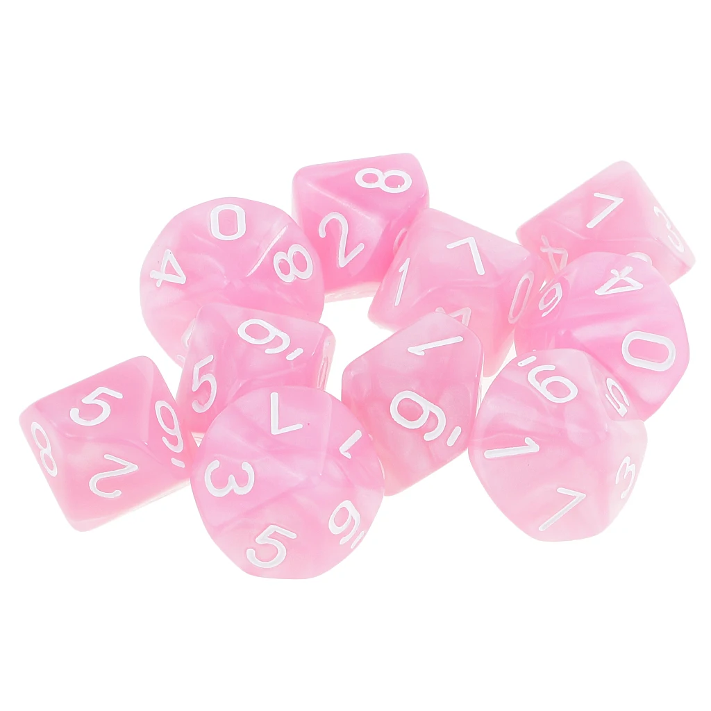 10PCS D10 Polyhedral Dice 10 Sided Dice for Dungeons and Dragons Table Game Board Game Dice Party Gambling Dices 