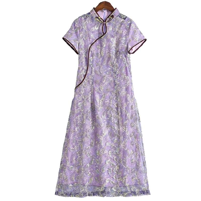 Cheongsam летнее платье Новый китайский стиль винтажные темпераментные шелковые