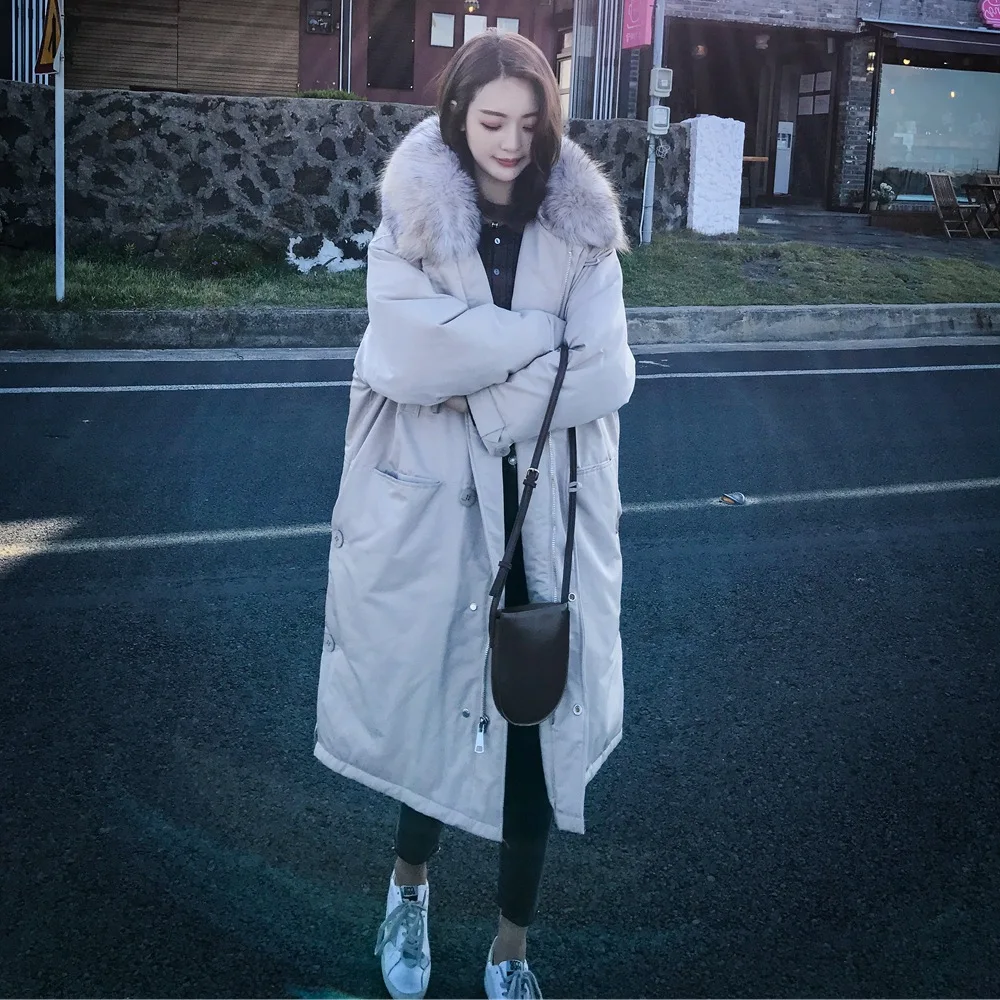 

Cotton Coat Women's Photo Shoot 2018 Winter New Style Korean-style Fashion Retro Laziness-Style Long Hooded Fur Collar Cotton-pa