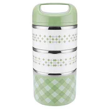 

Portable Stainless Steel Thermal Lunch Box for Office Lunchbox Leakproof Thermo Lunch Box Food Container Green (3Laye)