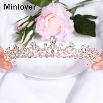

Minlover Wedding Tiaras and Crowns for Brides Crystal Bridal Hair Accessories Rhinestone Princess Pageant Diadem Headbands HG250