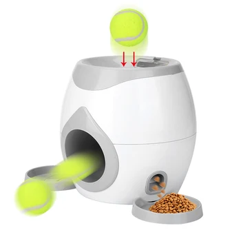 

Automatic Pet Feeder Interactive Fetch Tennis Ball Launcher Dog Training Toys Throwing Ball Machine Pet Food Emission Device