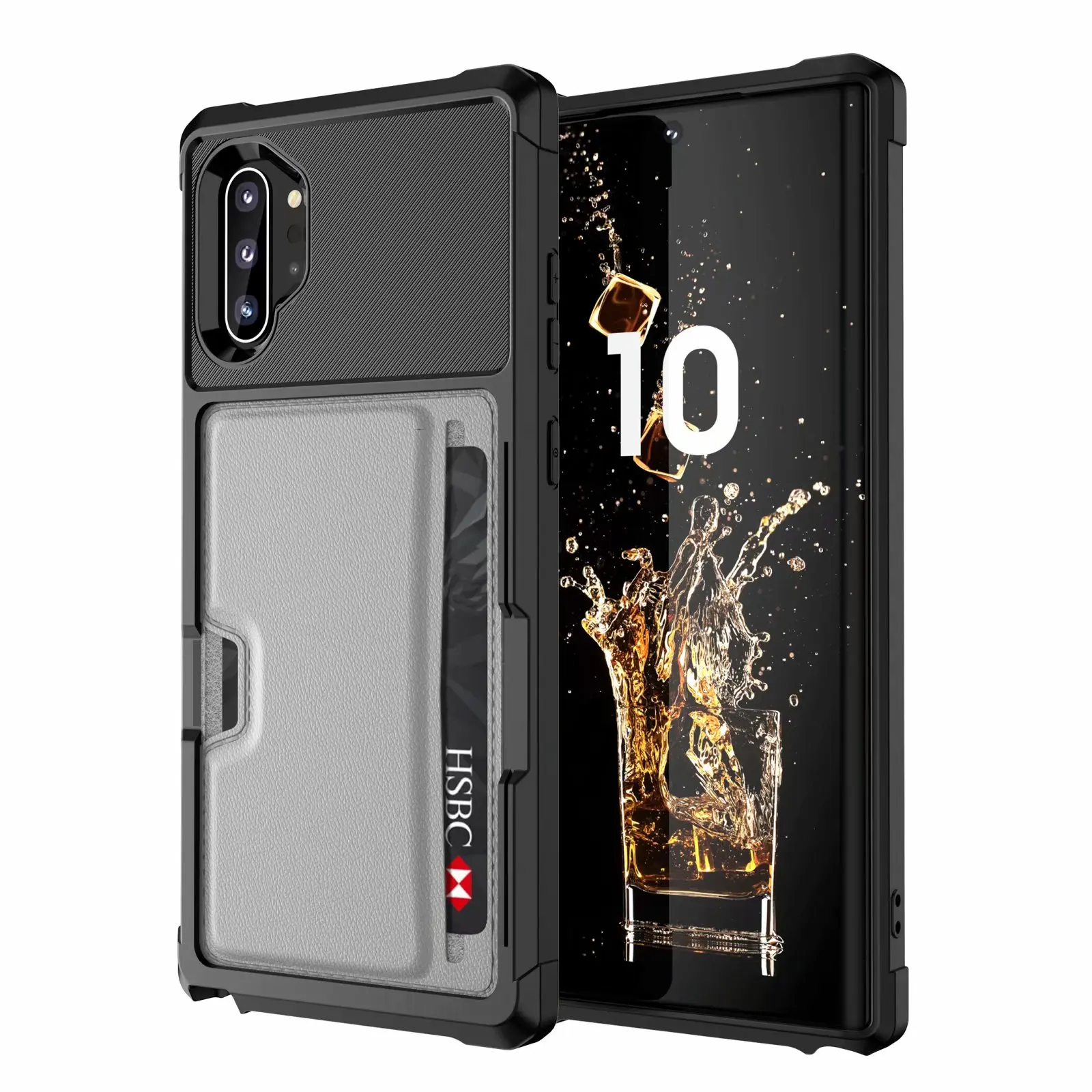 Кожаный бумажник для карт Note10Plus чехол для samsung Galaxy Note 10 S10 S9 Plus S10e автомобильный держатель Чехол Note9 противоударный защитный чехол - Цвет: Grey 2dai