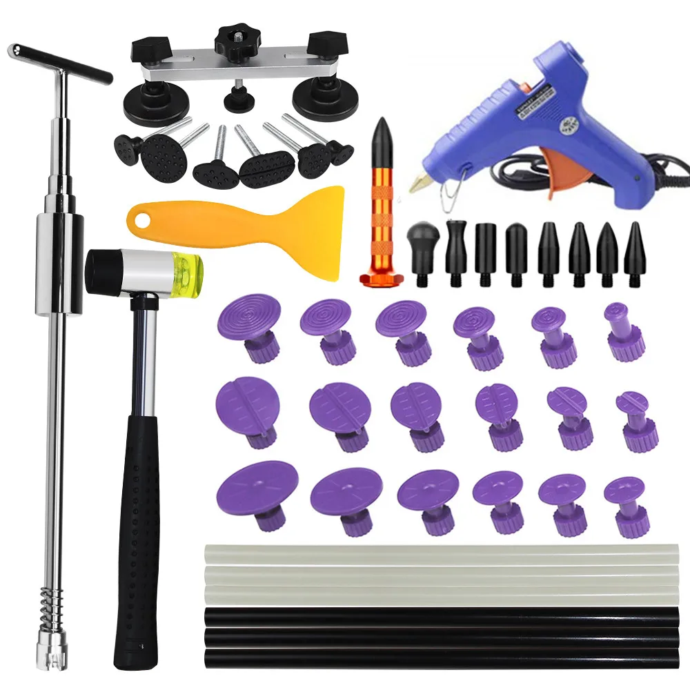 

PDR Tools Paintless Dent Repair Tool Set Slide Hammer Glue Gun Proffessional DIY Repair Tools 18tabs glue sticks scrap tap down