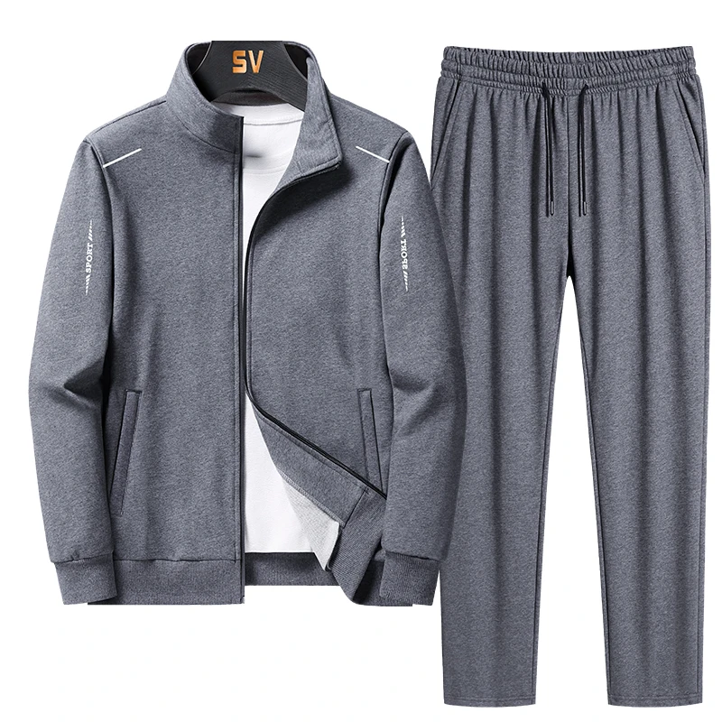 agasalho masculino plus tamanho agasalho masculino casual terno de duas peças zip camisa calças de treino masculino