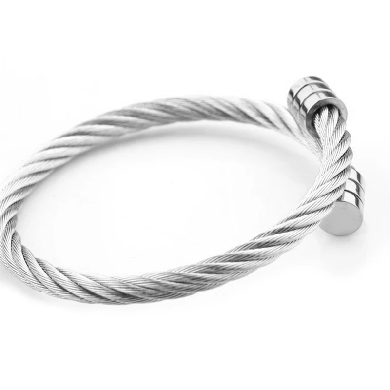 Silver Tone Регулируемые браслеты из нержавеющей стали для женщин, подарки для женщин, аксессуары для мужчин, модные ювелирные изделия оптом - Окраска металла: Silver Tone