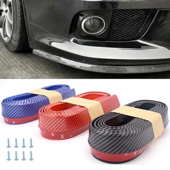 

2.5m Car Bumper Lip Strip Protectors Splitter Body Kit Spoiler Bumpers Car Door Bumper Carbon Fiber Rubber Lip 6.5cm Width Strip